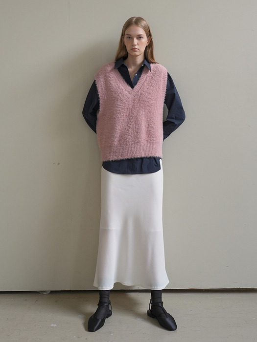 HAIRY KNIT VEST / PINK