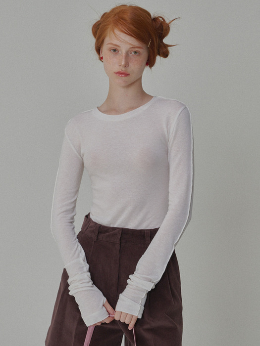 See-Through Wool Jersey T-shirt_Ivory