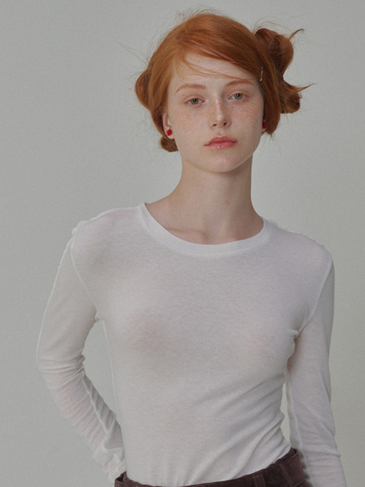 See-Through Wool Jersey T-shirt_Ivory