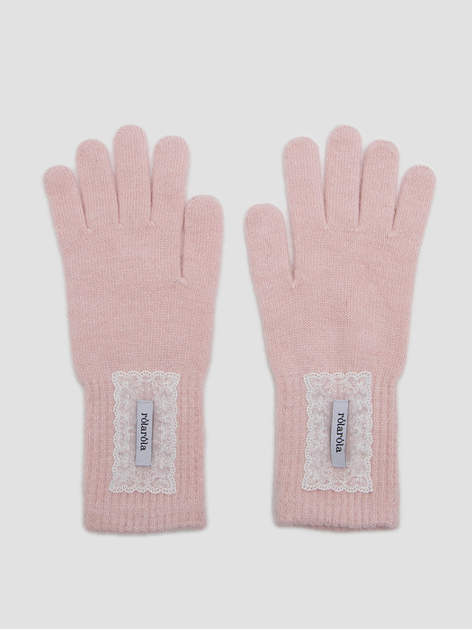 LACE LABEL ANGORA GLOVES PINK