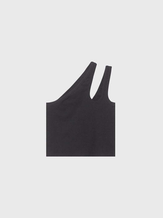 Oblique short sleeveless (brown / black / dark gray)