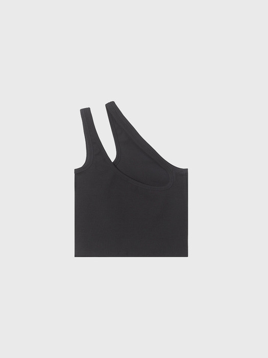 Oblique short sleeveless (brown / black / dark gray)