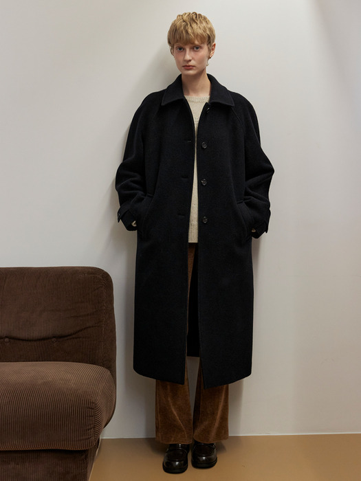 CASHMERE WOOL BLENDED SINGLE COAT_BLACK