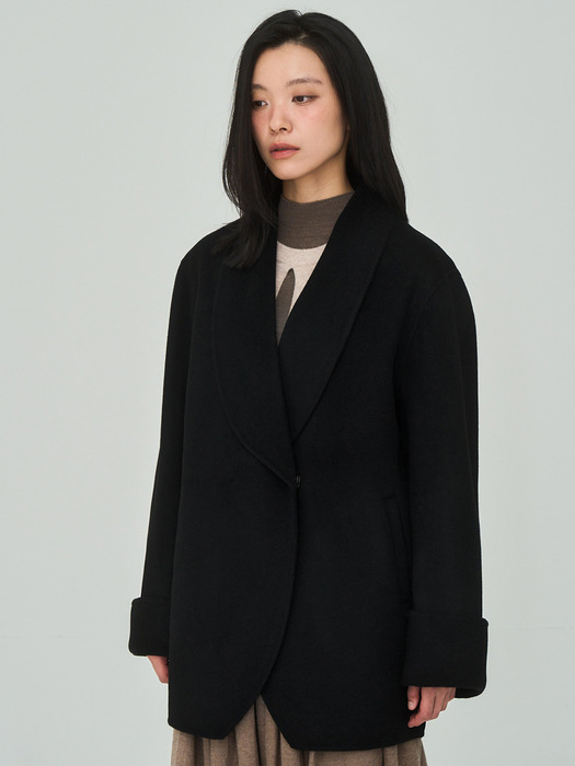 J handmade Wool Black Coat