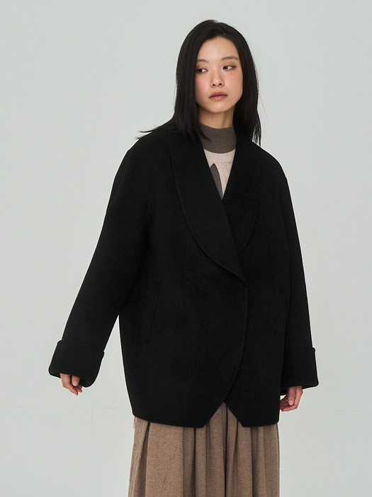 J handmade Wool Black Coat