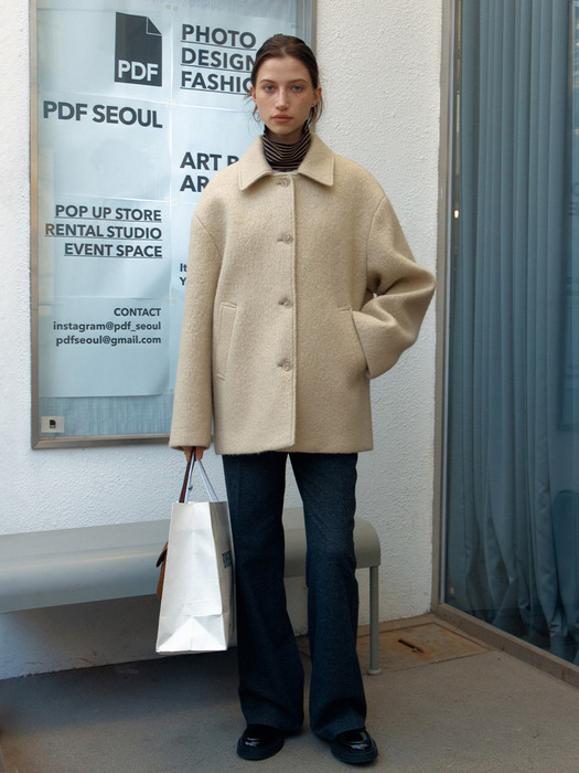 mohair half coat - light beige