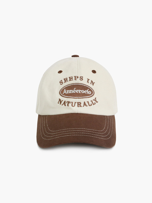 Slogan Logo Ball Cap - Ivory Brown