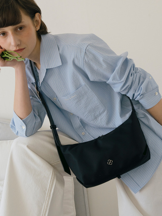 Tale Buckle Nylon Hobo Bag_Black
