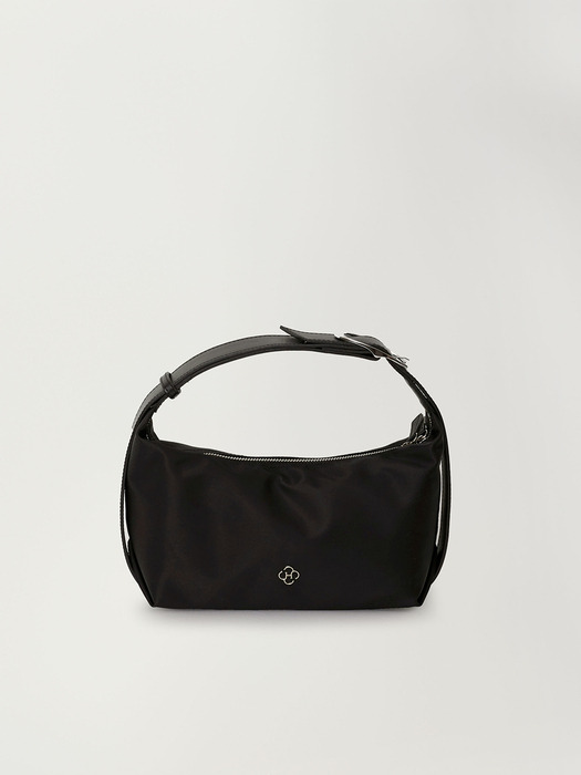 Tale Buckle Nylon Hobo Bag_Black