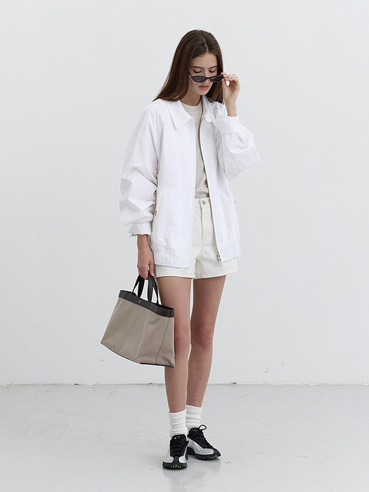 UNISEX SUMMER HARRINGTON JACKET OFF WHITE_UDJU5B122OW