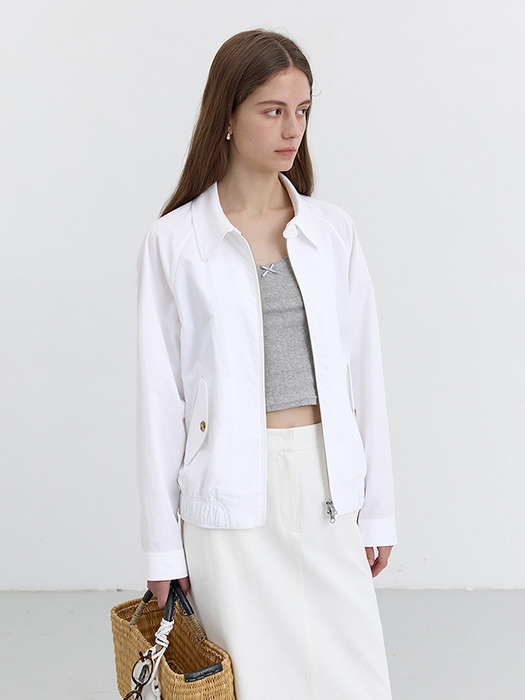 UNISEX SUMMER HARRINGTON JACKET OFF WHITE_UDJU5B122OW