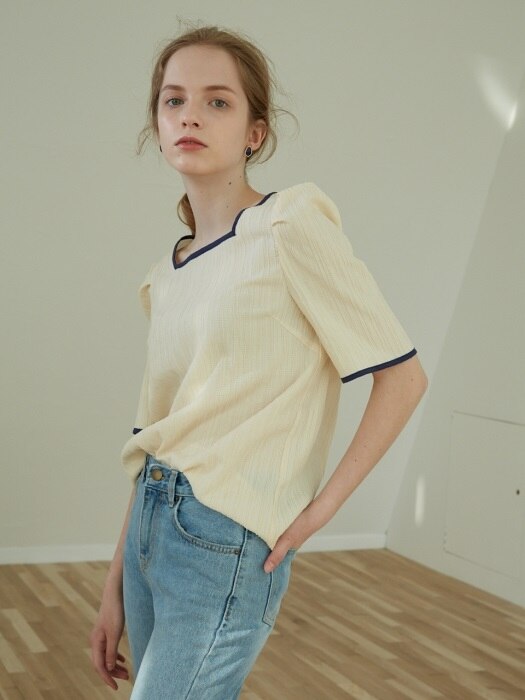 SQUARE BLOUSE_L.YELLOW(WRINKLE)