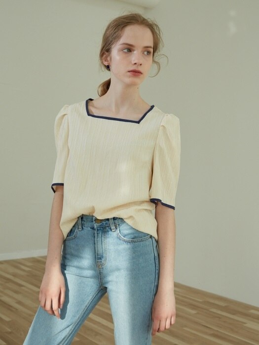 SQUARE BLOUSE_L.YELLOW(WRINKLE)