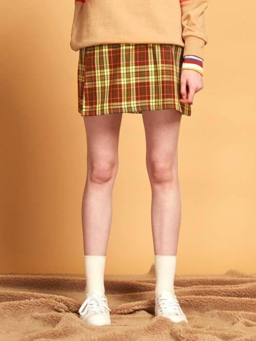 CHECK PATCH SKIRT [YELLOW]