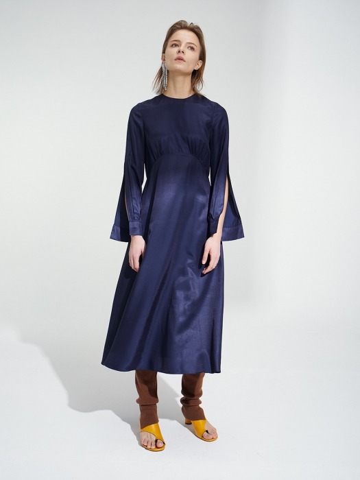 SLIT SLEEVE MAXI DRESS NAVY