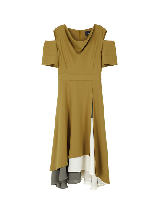 FLORENCE DOUBLE LAYERED DRESS atb320w(MUSTARD OLIVE)