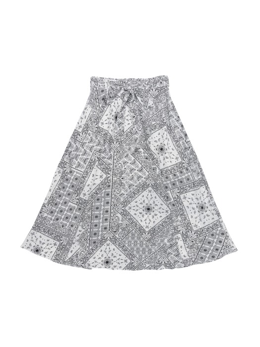 PRINT SUMMER LONG SKIRT-WH