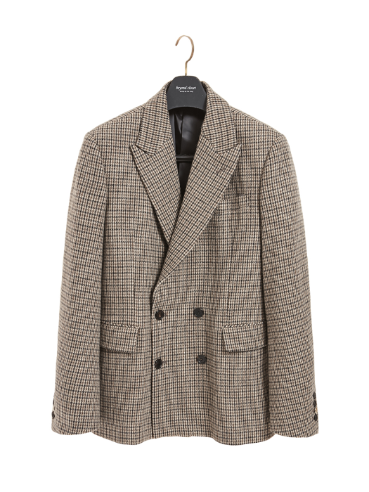 CLASSIC LEATHER LOGO CHECK DOUBLE JACKET BEIGE