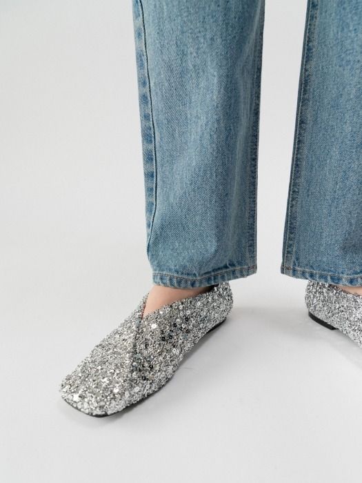 SEQUINED BALLET FLATS (SILVER)