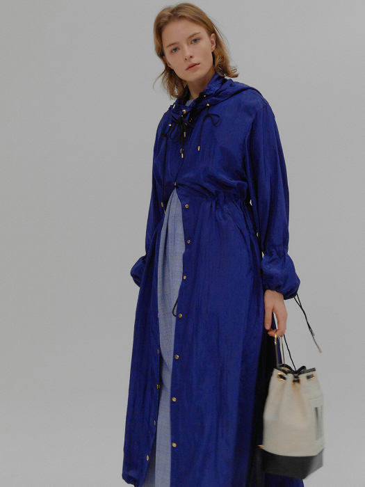 MILEY Long Anorak Coat Navy