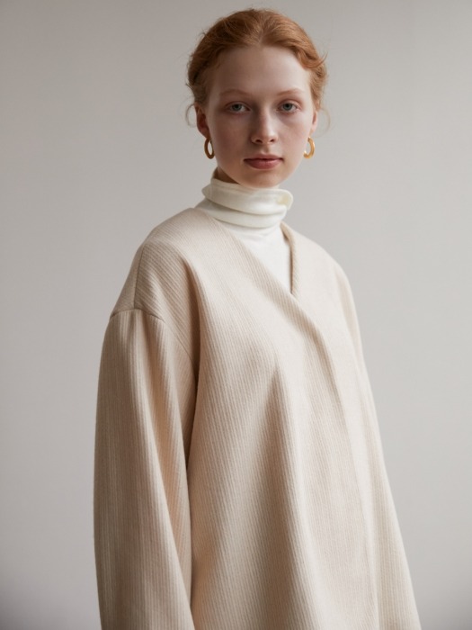 Flat wool cardigan - Ivory