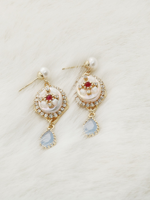 Natural Pearl Red Pearl `drop` Earrings