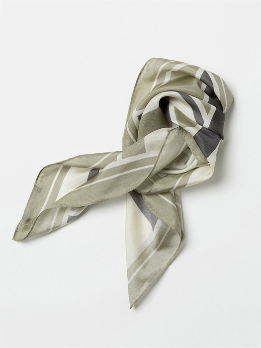 print silk scarf begie