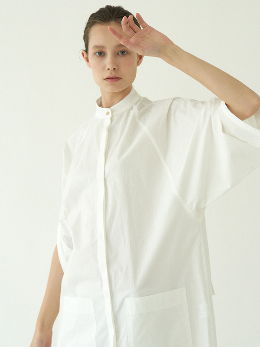volume sleeves shirt onepiece (white)