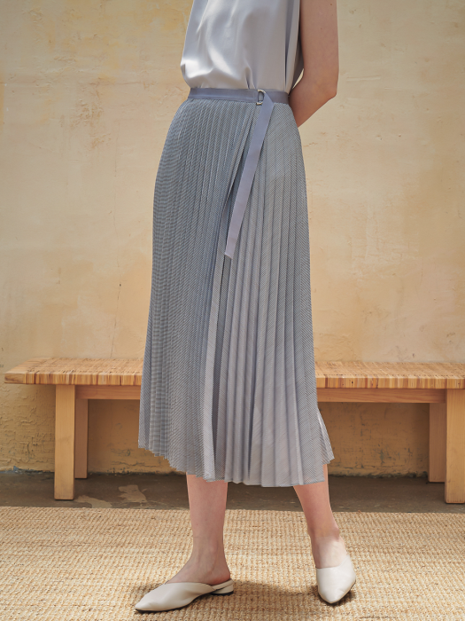 Marta Stripe Pleats Wrap Skirt_Mint