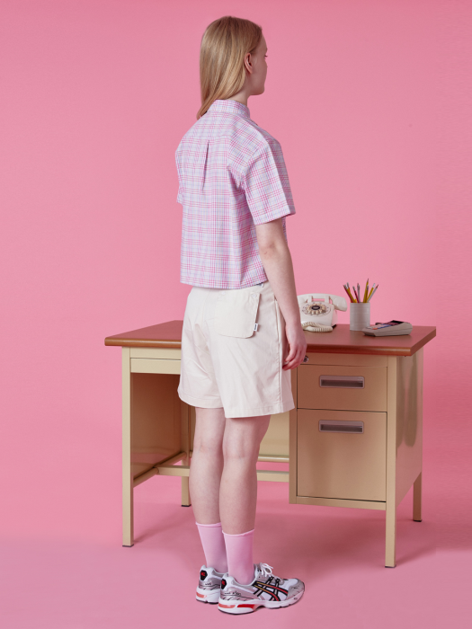 String pocket check shirt-pink