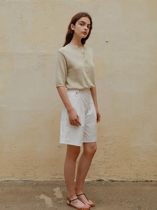 Cotton Twill Shorts in White