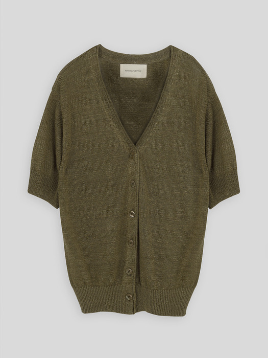Linen short sleeve cardigan (Warm khaki)