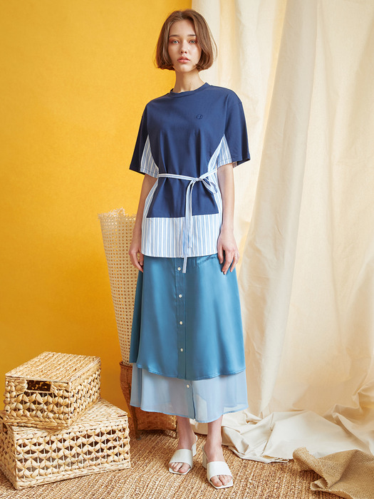 layered flare skirt Blue