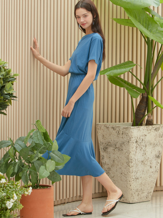 iuw712 [셋트] loosefit half T + banding flare skirt (bluegreen)