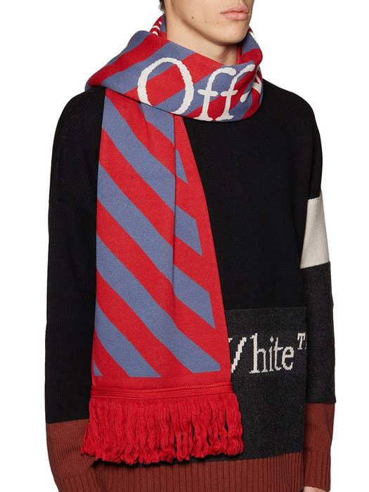 OFF WHITE TM SCARF RED GREY OMMA001F20KNI0012509