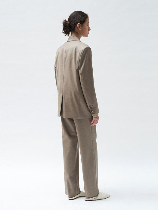 wool tuck button slacks (beige)