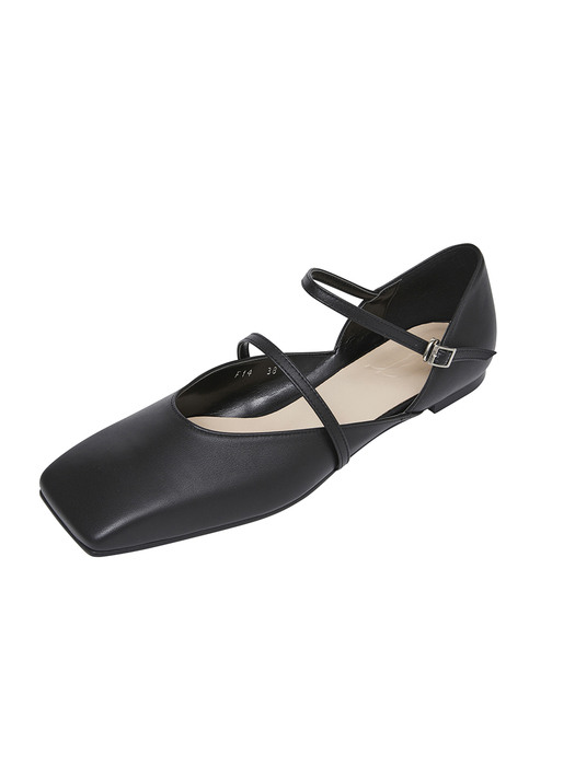 [EXCLUSIVE]2 Strap Square-toe Flats/ Black