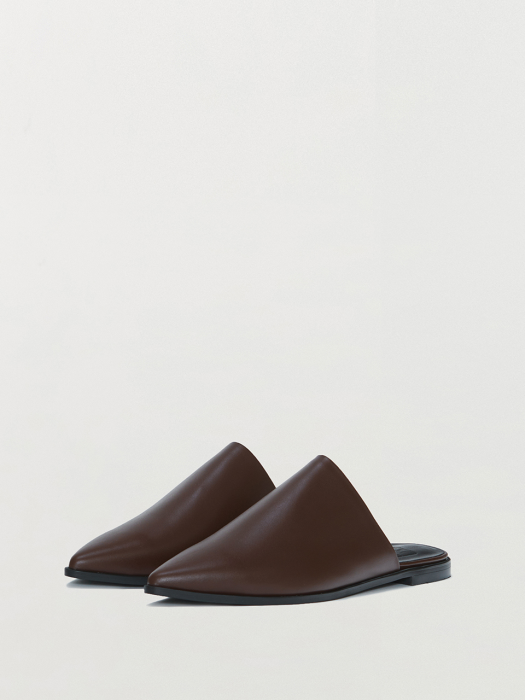 QUENTON Leather Slippers - Brown