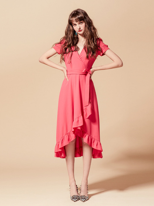 [리퍼브]LOVELY FRILL WRAP DRESS [ 러블리 프릴 랩 드레스 ]  RM9DR17