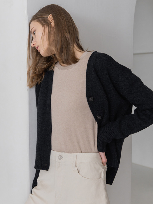 Wool blended Knit T-shirts_Beige