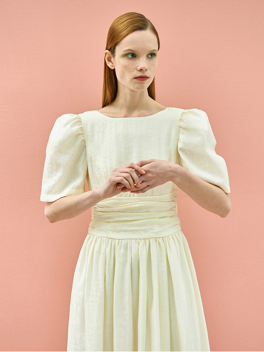 Retro Ribbon Dress in Cream