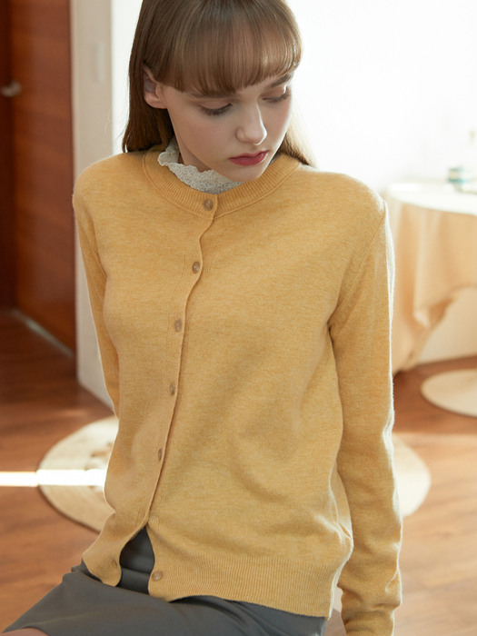 iuw939 simple rounded cardigan (yellow)