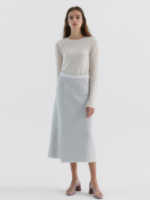 Harman Long Knitted Skirt_Light grey