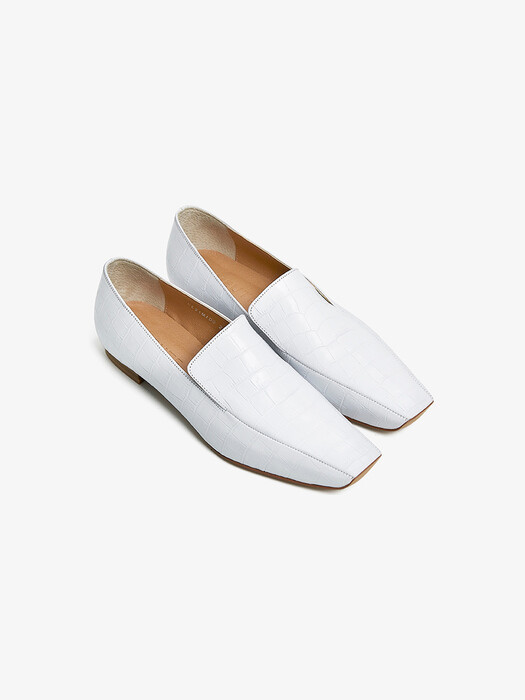 20mm Tilda Croc-Minimal Loafer (White)