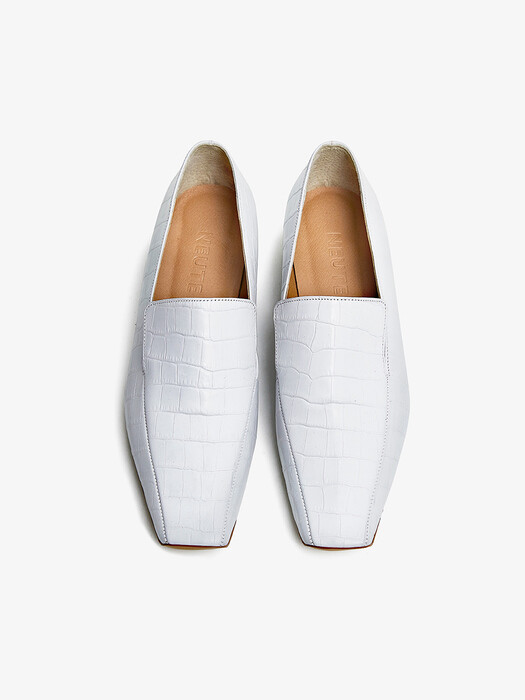 20mm Tilda Croc-Minimal Loafer (White)