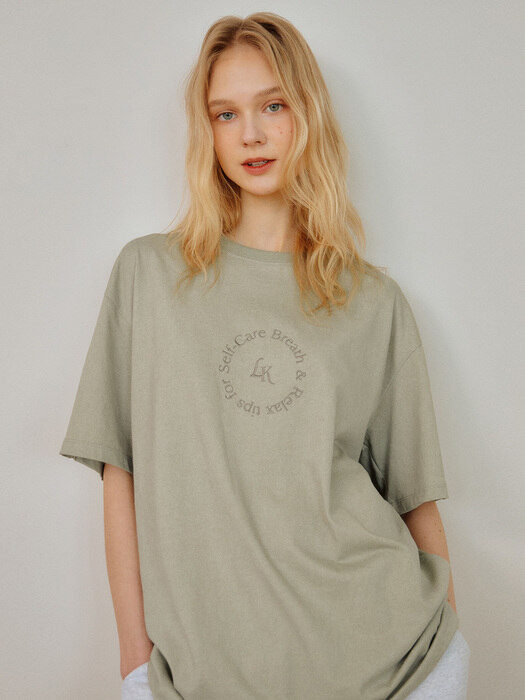 GREEN SELFCARE EMBROIDERY OVERSIZE TSHIRT