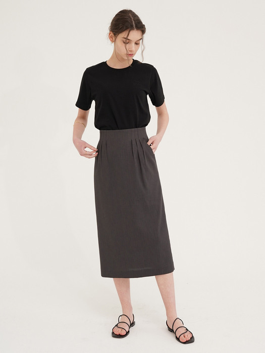 Crepe tuck skirt - Dark gray