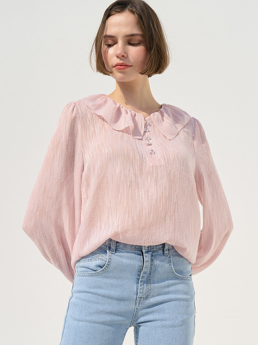 monts 1305 shirring sheer blouse (pink)