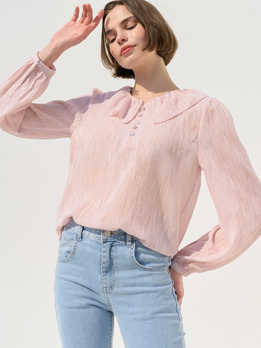 monts 1305 shirring sheer blouse (pink)