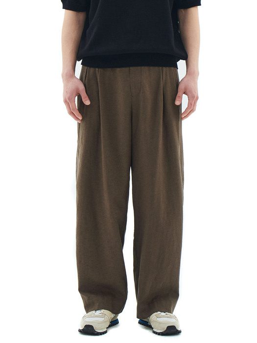 Wide linen trouser brown